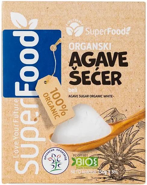 Agave secer beli organski 150g front isolated superfood doo
