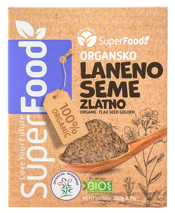 Laneno seme zlatno organsko 200g front isolated superfood doo