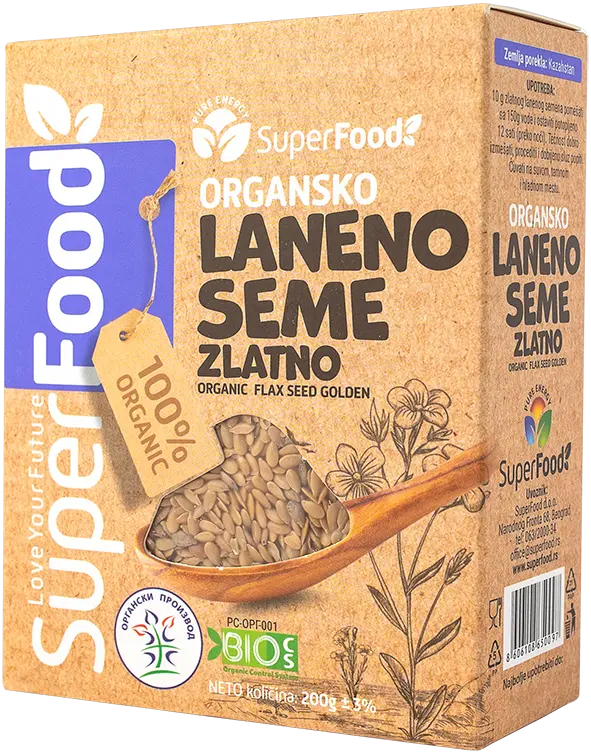 Laneno seme zlatno organsko 200g side isolated superfood doo