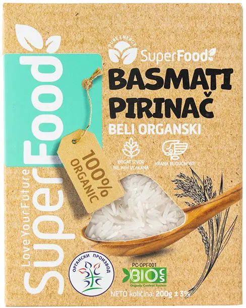 Org basmati pirinac 200g organic front isolated