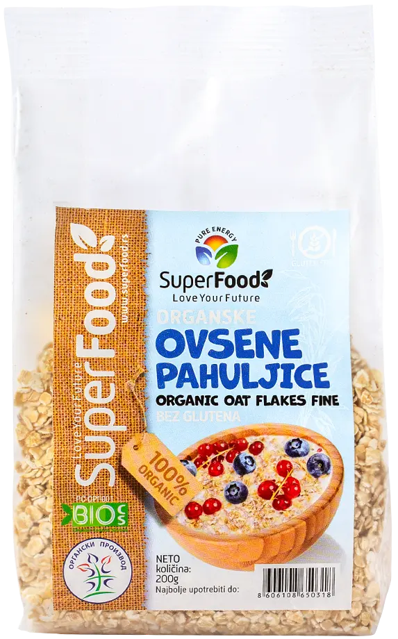 Ovsene pahuljice 200g organske bez glutena front isolated