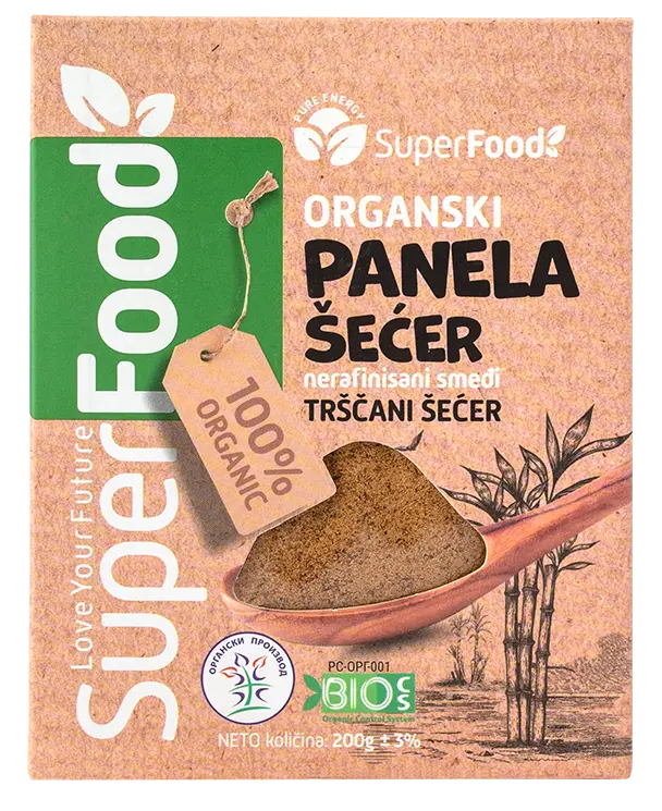 Panela secer organski 200g front isolated superfood doo