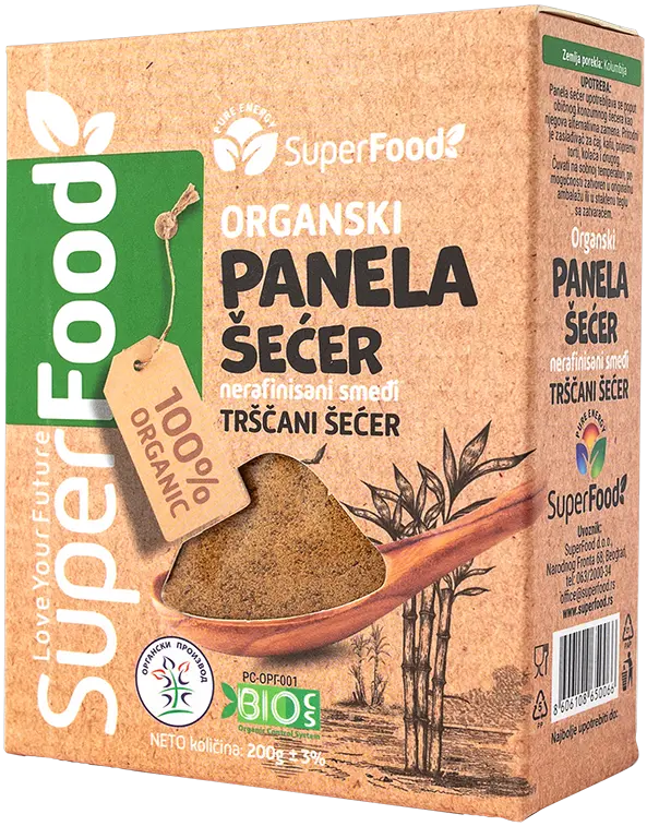 Panela secer organski 200g side isolated superfood doo