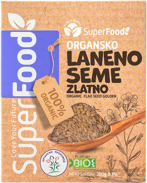 Laneno seme zlatno organsko 200g superfood doo front isolated