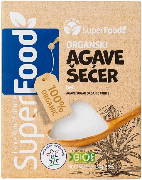 Agave secer organski 150g beli front