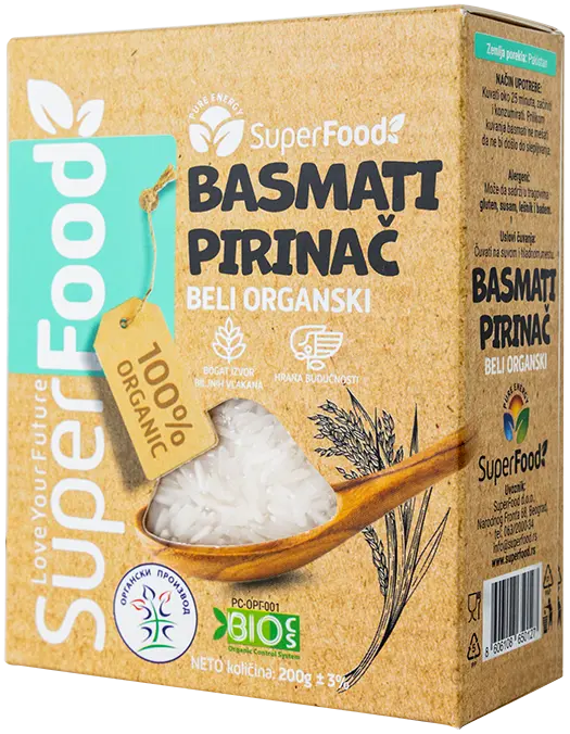 Basmati pirinac 200g organic side isolated