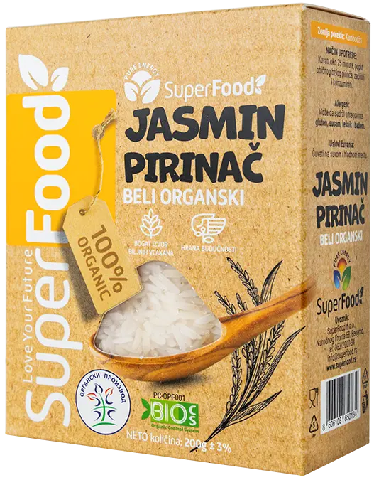 Jasmin pirinac 200g organic side isolated