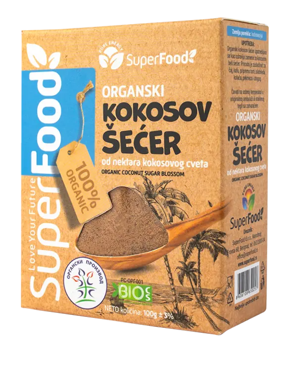 Kokosov secer organski 100g side isolated superfood doo