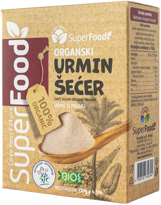 Urmin secer organski 150g side isolated superfood doo