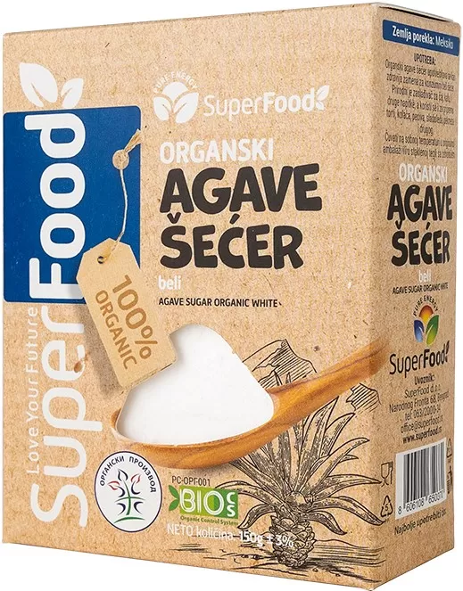 Agave secer organski 150g beli side