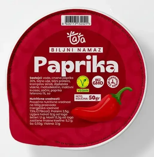 Paprika biljni namaz   tara   superfood doo front